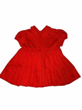Vintage 80s C.I. Castro Red Baby Dress 24M Peter Pan Collar Christmas Holiday